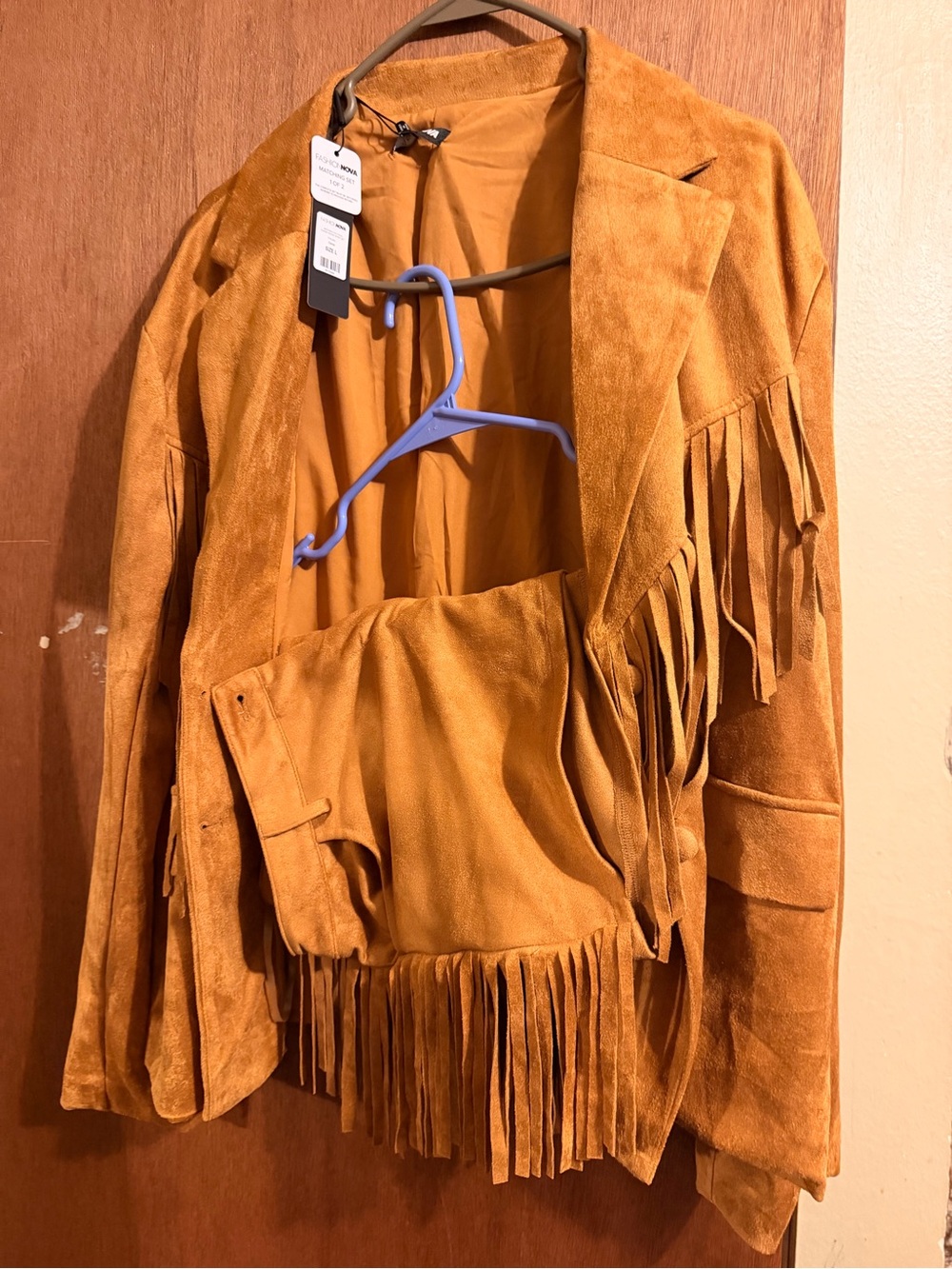 Fashion Nova Mustard Fringe Suede Jacket